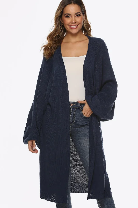 Women's Blouse with Boat CollarLong Sleeve Open Front Cardigan