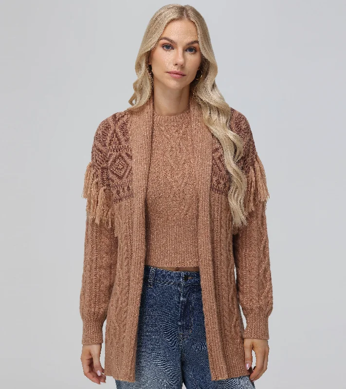 Women's Blouse with Puffed SleevesSouthwestern Cable Cardigan