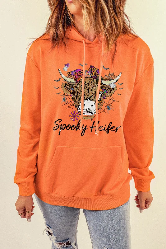 Women's Blouse with Boat CollarSPOOKY HEIFER Graphic Hoodie