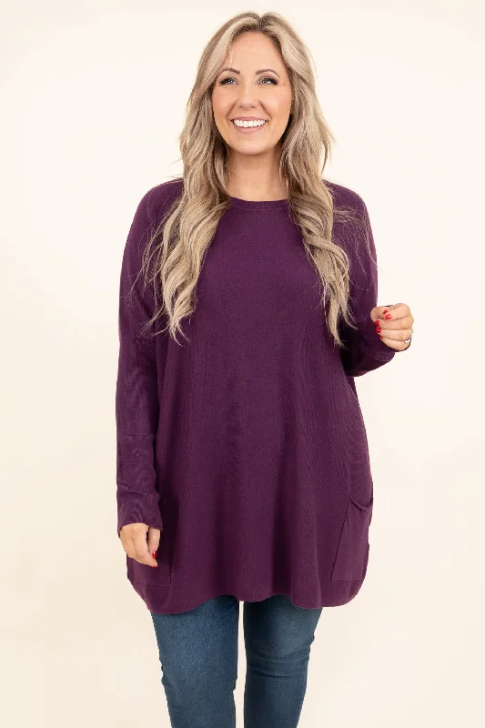 Women's Blouse with Straight HemThe Thrill Of The Day Sweater, Plum