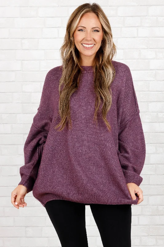 Women's Blouse with Shawl CollarToo Comfy Sweater, Heather Eggplant