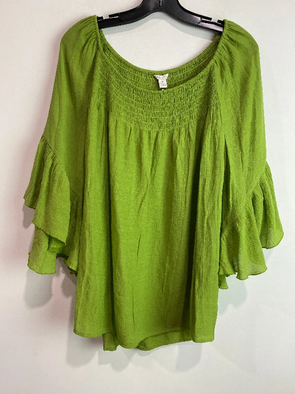 Women's Blouse for ChurchTop 3/4 Sleeve By Cato In Green, Size: Xl