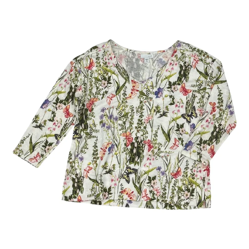 Women's Blouse with BeadsTop 3/4 Sleeve By J. Jill In Floral Print, Size:Petite   S