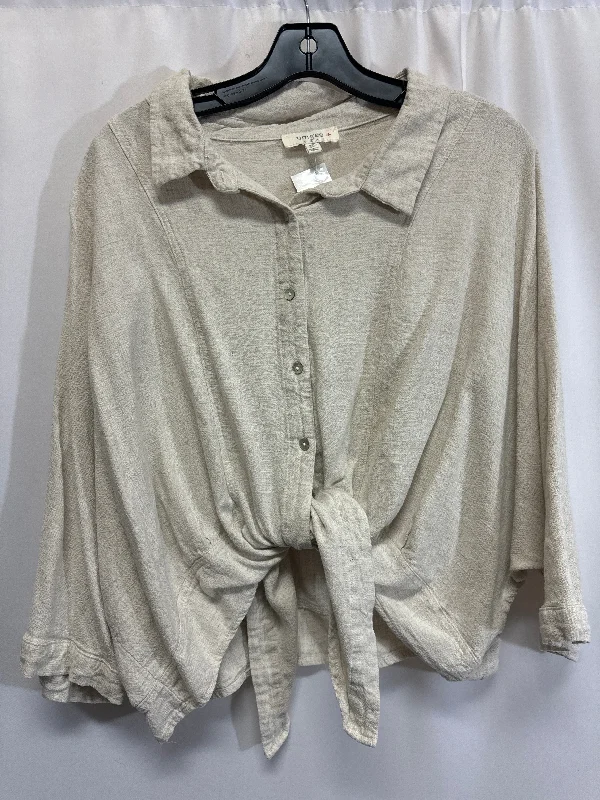 Women's Blouse with Three-Quarter SleevesTop 3/4 Sleeve By Umgee In Beige, Size: 2x