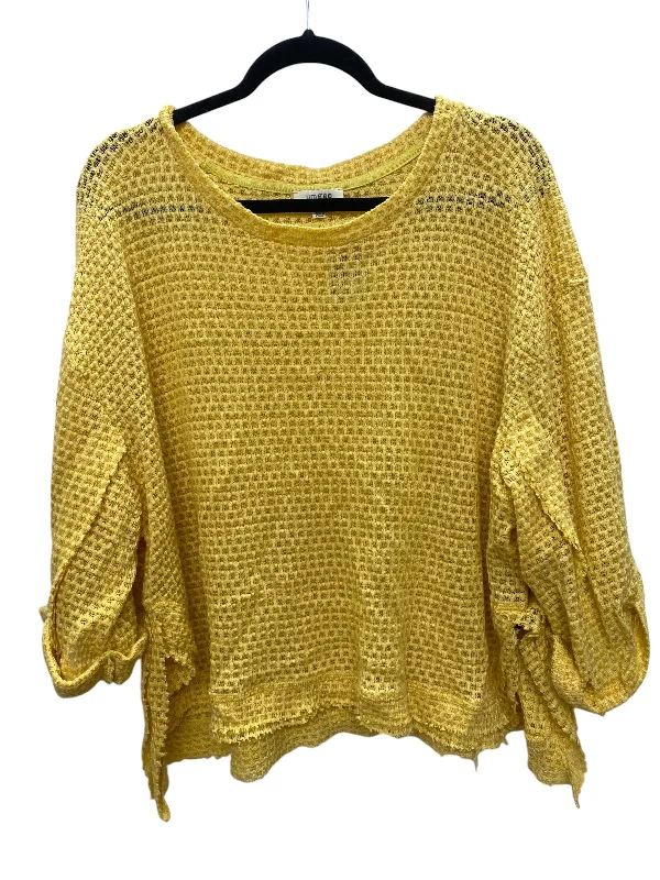 Women's Blouse with Shirt CollarTop 3/4 Sleeve By Umgee In Yellow, Size: S