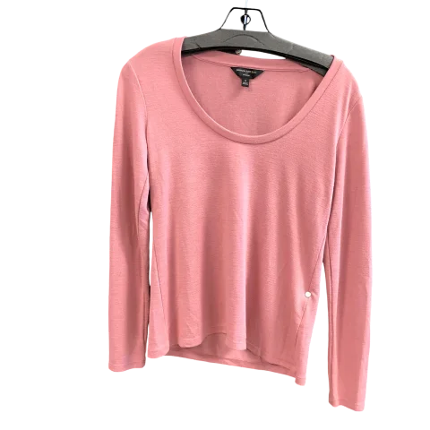 Women's Blouse with Boat CollarTop Long Sleeve By Banana Republic In Pink, Size: S