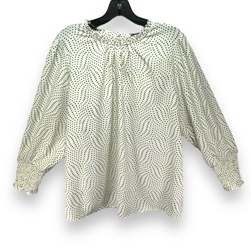 Women's Blouse with Mid-LengthTop Long Sleeve By Beachlunchlounge In Checkered Pattern, Size: L