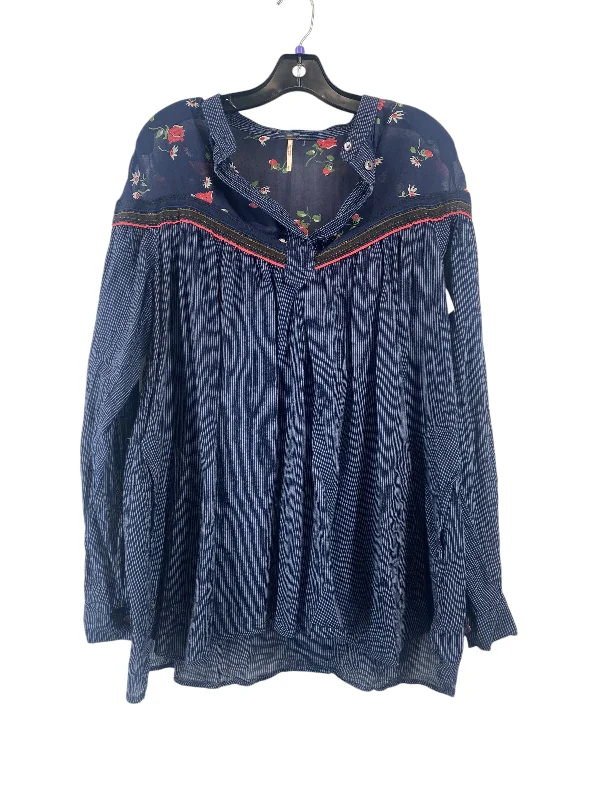 Women's Blouse with Bell SleevesTop Long Sleeve By Free People In Navy, Size: S