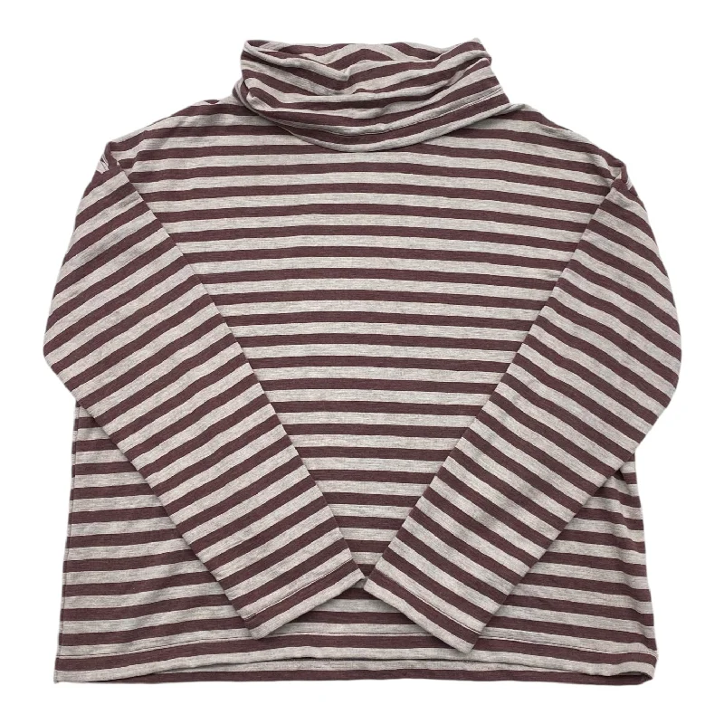 Women's Blouse with Sweetheart CollarTop Long Sleeve By J. Crew In Striped Pattern, Size: L