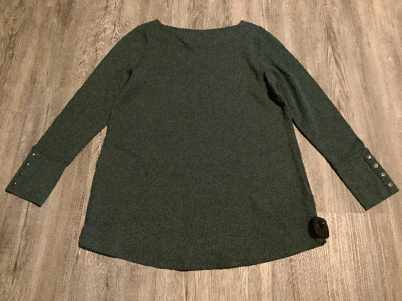 Women's Blouse with Fur TrimTop Long Sleeve By J. Jill In Green, Size: S