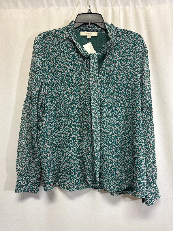 Women's Blouse with Cap SleevesTop Long Sleeve By Loft In Green, Size: M