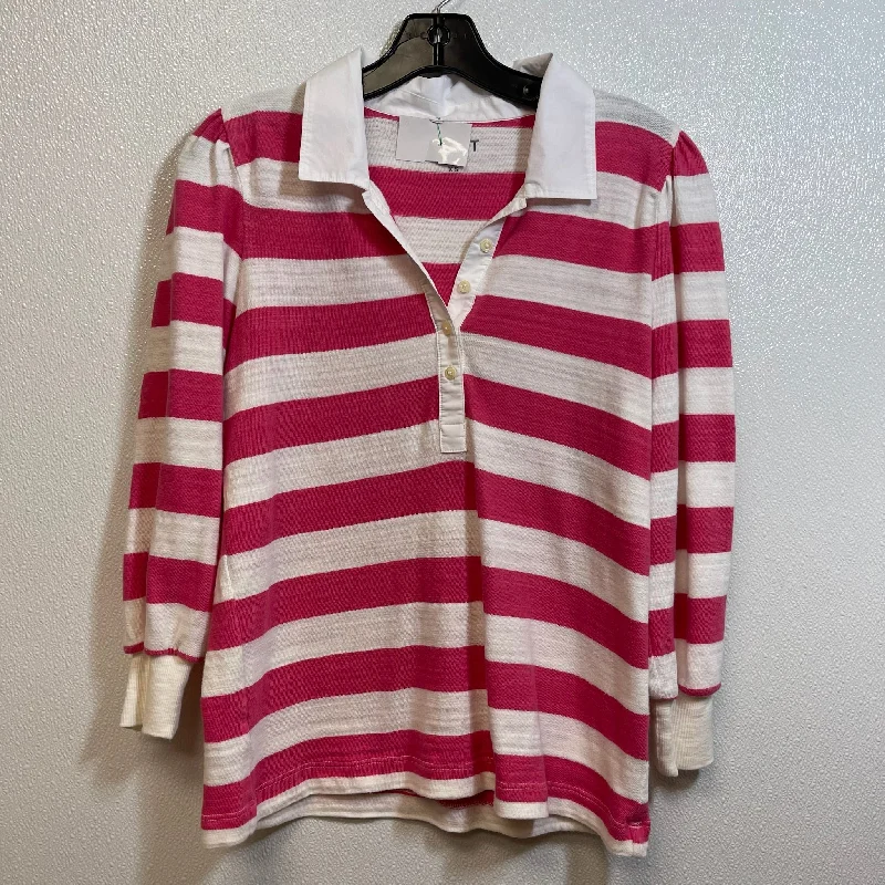 Women's Blouse with CollarTop Long Sleeve By Loft In Striped, Size: Xs