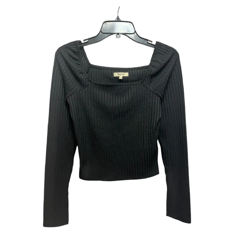 Women's Blouse with Collarless DesignTop Long Sleeve By Madewell In Black, Size: M