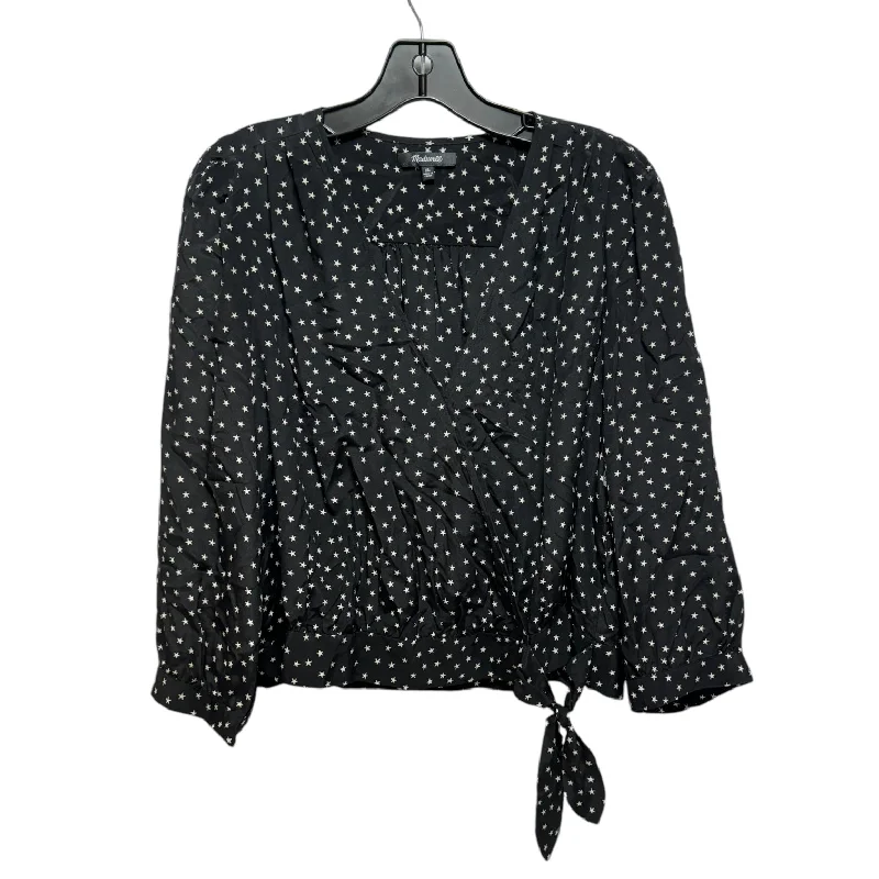 Women's Blouse with Wide CollarTop Long Sleeve By Madewell In Black, Size: Xl