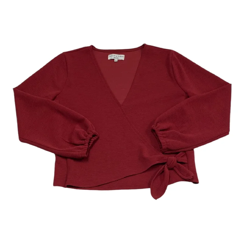 Women's Blouse with Peter Pan CollarTop Long Sleeve By Madewell In Red, Size: S