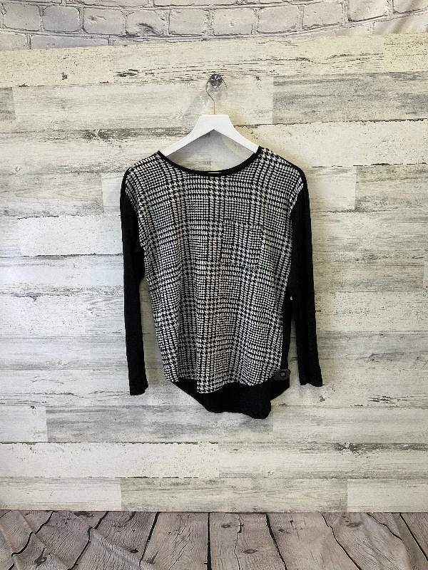 Women's Blouse with Shawl CollarTop Long Sleeve By Michael By Michael Kors In Black & White, Size: Xs