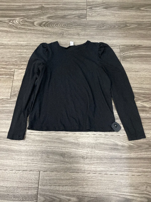 Women's Blouse with Shirt CollarTop Long Sleeve By Old Navy In Black, Size: M