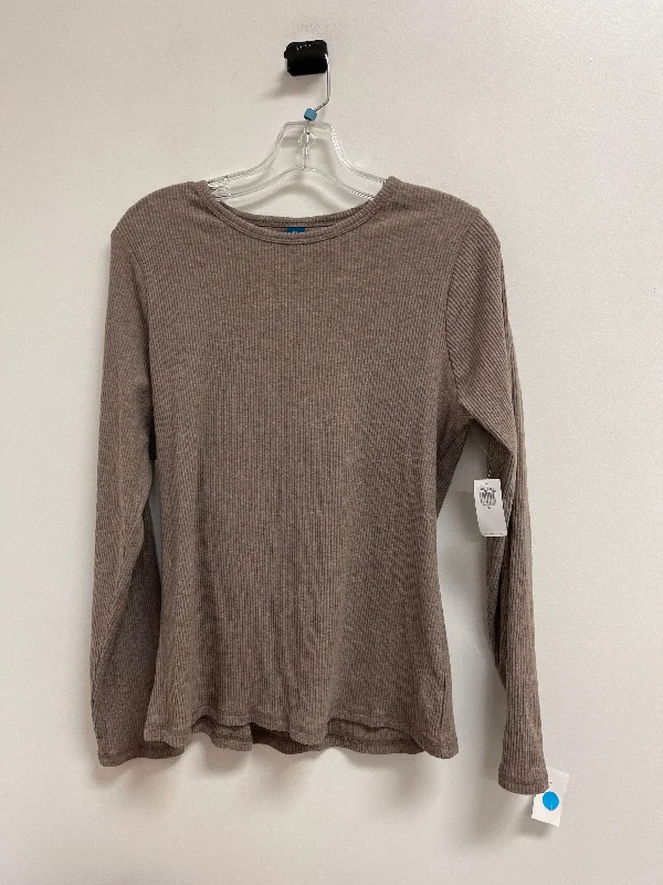 Women's Blouse with Boat CollarTop Long Sleeve By Old Navy In Tan, Size: Xl