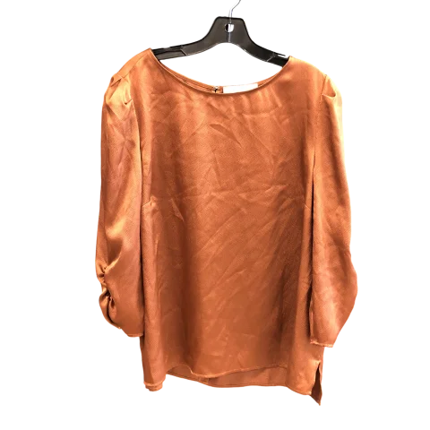 Women's Blouse with Sweetheart CollarTop Long Sleeve By Preston And New York In Bronze, Size: Xl