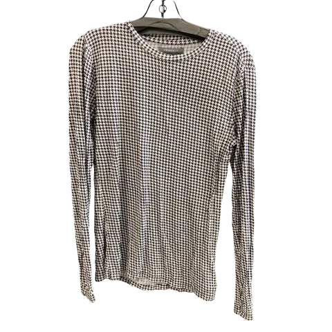 Women's Blouse with U-Shaped CollarTop Long Sleeve By Primark In Black & White, Size: M