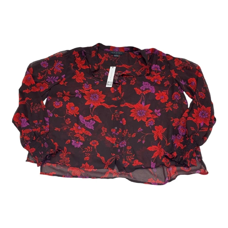 Women's Blouse with Shawl CollarTop Long Sleeve By Sanctuary In Multi-colored, Size: S