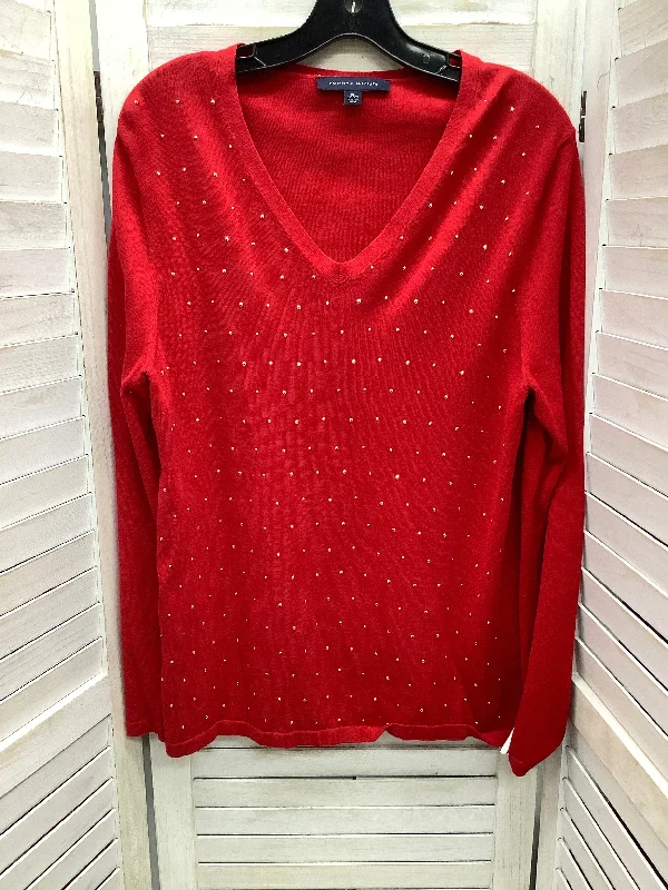 Women's Blouse with Mandarin CollarTop Long Sleeve By Tommy Hilfiger In Red, Size: Xl