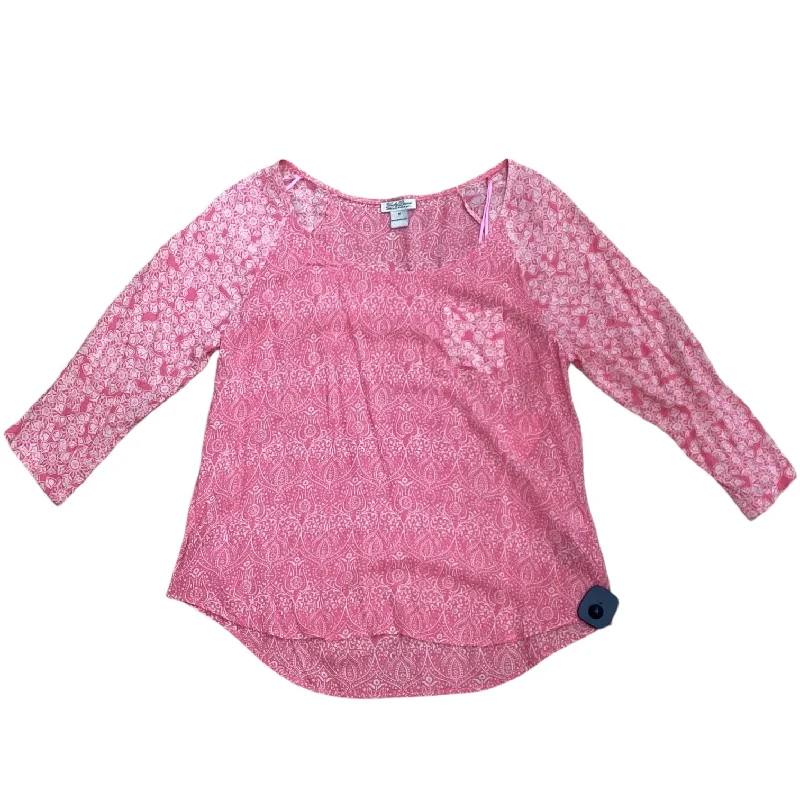 Women's Blouse for ChurchTop Long Sleeve Designer By Lucky Brand In Pink, Size: M