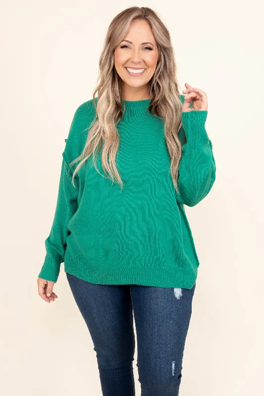 Women's Blouse with Boat NeckWaiting On A Sign Sweater, Green